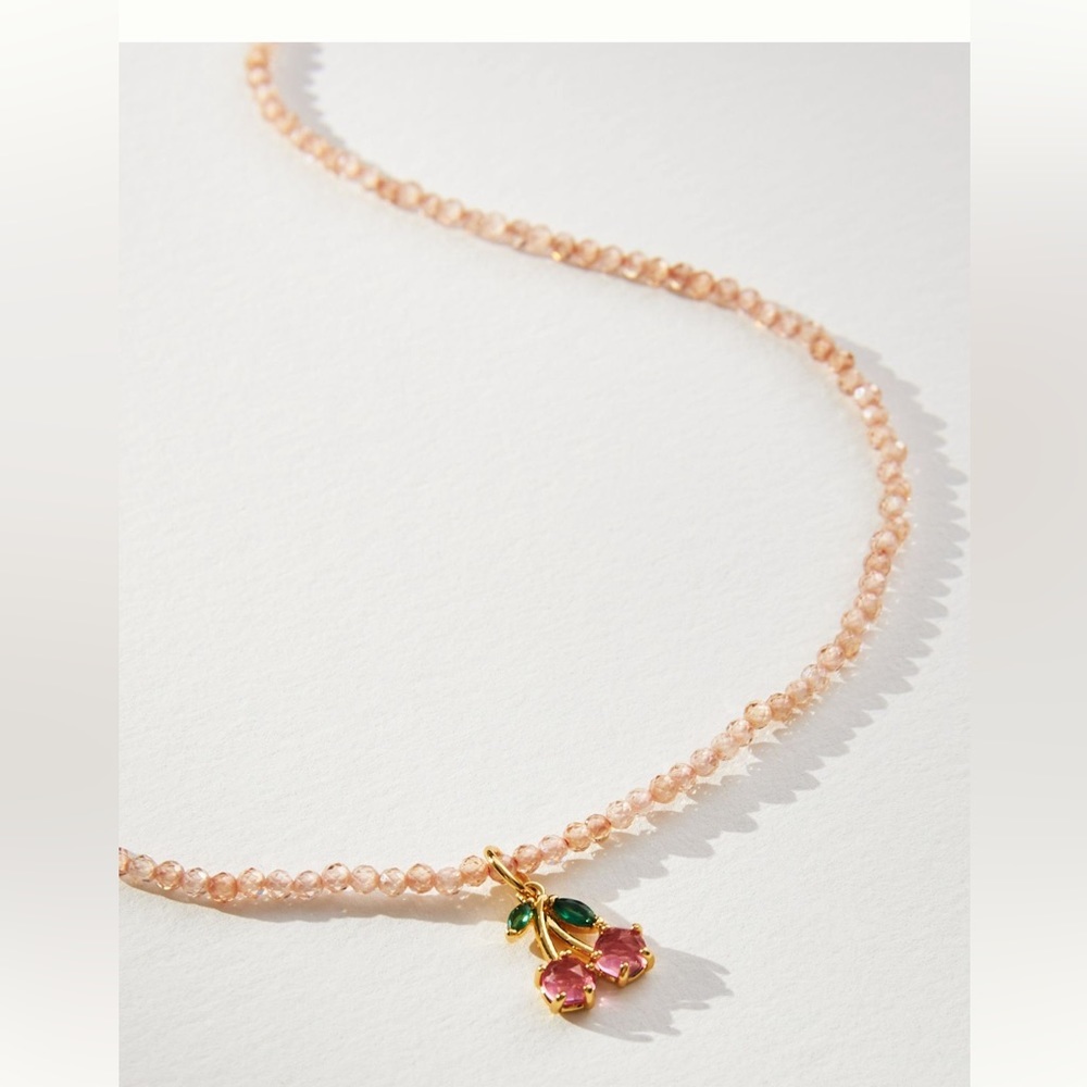 Anthropologie Beaded Crystal Charm Necklace